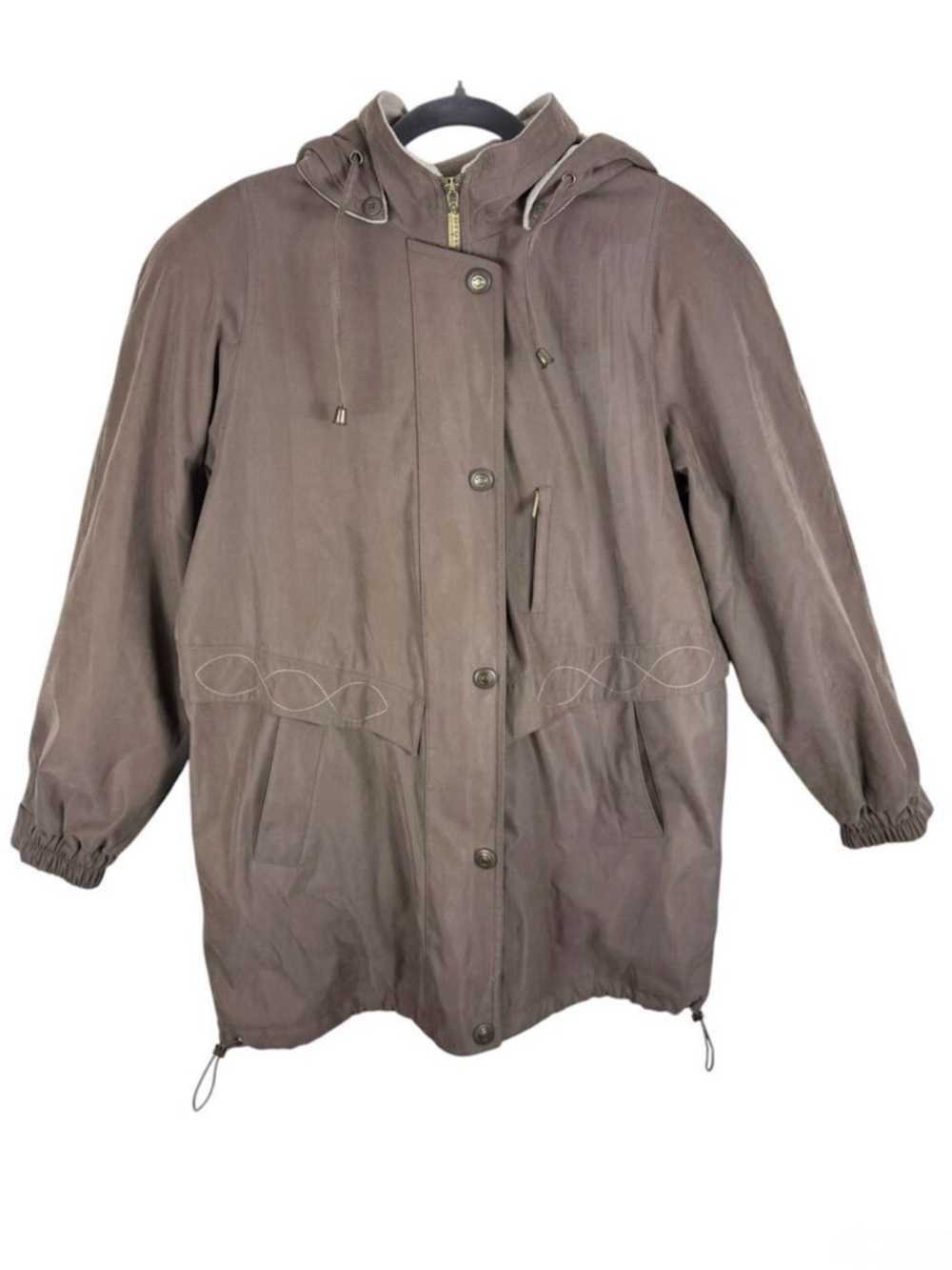 Braetan Tan Faux Suede Full Zip‎ Rumovable Hood Lined Insulated Coat Size M